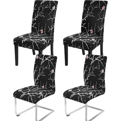 Housse de Chaise Lavable et Amovible pour Restaurant Maison Noires 4 Pièces (1/5)