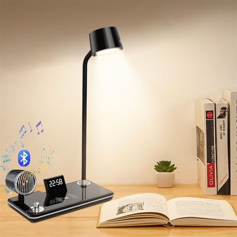 Lampe de bureau, lampe de chevet réglable sans fil, lecture à 360 degrés, lampe de table pour intérieur, extérieur, canapé, noir (1/3)