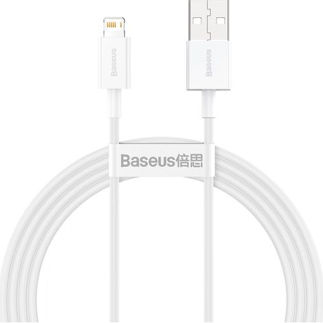 Cable USB a Lightning Baseus Superior Series, 2,4 A, 1,5 m (blanco) (1/5)