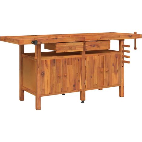 vidaXL Banco de trabajo cajones y tornillos banco madera 192x62x83 cm (1/2)