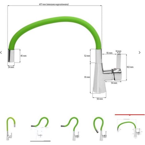 Mitigeur evier lavabo flexible vert 75709 (1/2)
