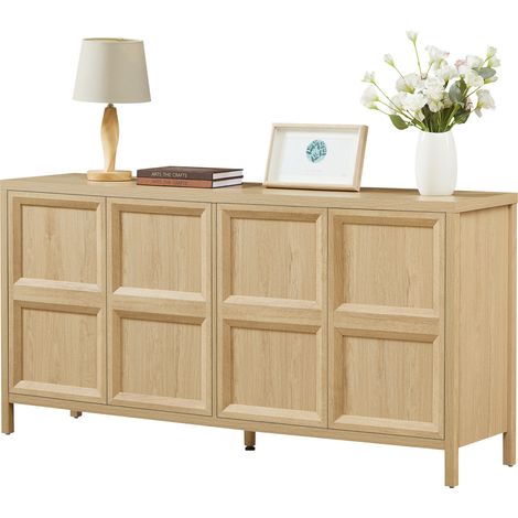 CHICFURN Aparador de almacenamiento 160x40x80 cm en MDF roble claro, Tip-On, Soft-Close, antivuelco (1/5)