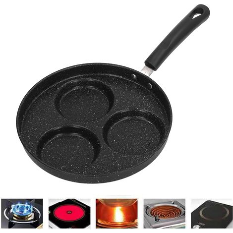 Poêle antiadhésive à trois compartiments, poêle à crêpes, poêle antiadhésive épaisse et plate (1/5)