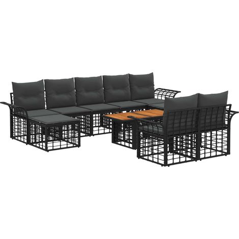 Set Divano da Giardino 10 pz Nero e Grigio scuro polyrattan vidaXL (1/5)