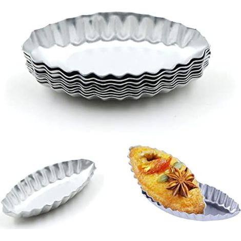 Moule à tartelettes en aluminium argenté (8 pièces), idéal pour la cuisson de mini-tartelettes, muffins et puddings. Antiadhésif et réutilisable. (1/5)