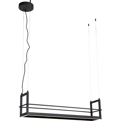 QAZQA Industrial Lámpara colgante negra con estante con LED regulable en 3 pasos - Cage Rack Acero Rectangular Incluye LED Max. 1 x 35 Watt (1/4)