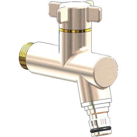 Anquier – Robinet d'arrosage vertical mâle 15x21 – Raccord automatique – Finition nickelé – Résistant au gel – Débit jusqu'à 50 l/min (1/3)