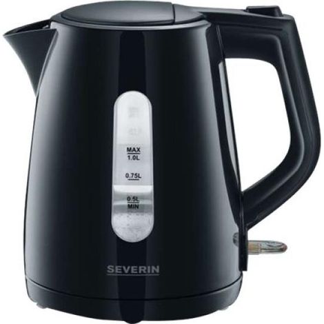 SEVERIN WK 3410 Hervidor de Agua, 2.200 W, 1.0 L aprox., Base 360° con Sistema Inalámbrico, Negro (1/2)