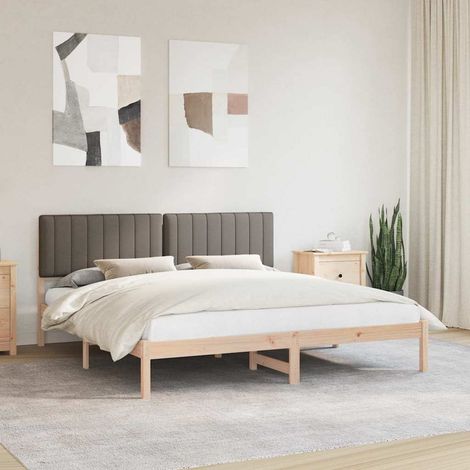 Estructura de Cama con Cabecera Tapizada Taupé 180 x 200 cm