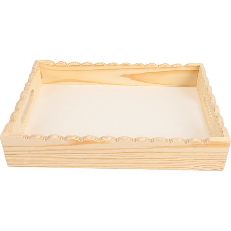 Plateau de service en bois avec poignées, décoration de table basse, collation moderne, petit déjeuner pour réunions de famille, fêtes, couleur 30x20x6cm / 11.81x7.87x2.36in (1/5)