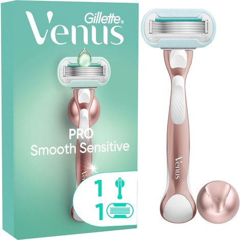 Gillette Venus Pro Smooth Sensitive Rasierer mit 1 Klinge + Duschhänger Damenrasierer (1/5)