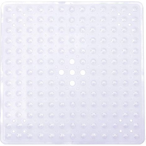 Tapis de Douche, 53 x 53 cm Tapis de Douche avec Ventouse, Lavable en Machine, Tapis de Douche antidérapant pour Salle de Bain (Blanc)