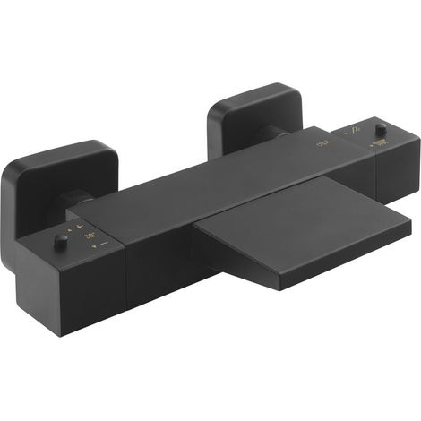 Sapho Dimy - Mitigeur thermostatique de baignoire, cascade, noir mat DM292BL (1/4)