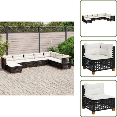 Cuscini sfoderabili - vidaXL Set Divani da Giardino con Cuscini 8 pz Nero in Polyrattan - Cuscini lavabili