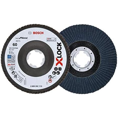 Bosch Professional 260925C113 2 x Disco Lamellare X-LOCK, dimensioni Grana K40, Angolato, Accessorio per Smerigliatrice Angolare, Ø 115 mm (1/5)