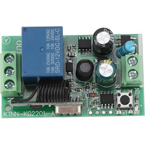 Module récepteur relais de télécommande sans fil 1 canal 220 V CA avec 2 émetteurs 433 MHz (1/5)