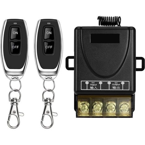 Telecommande 12v,Commutateur à Distance sans Fil,Commutateurs DC 12V/24V/48V/72V RF à télécommande avec 328ft de Long Rayon pour systèmes de sécurité de Pompe Barrières de Rideaux de Porte (1/5)