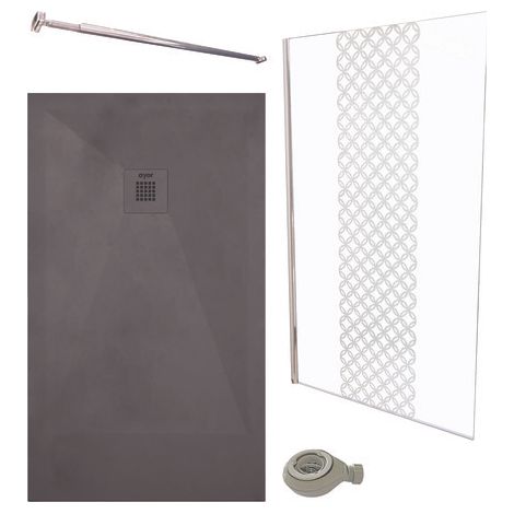 ONDEE - Pack De Ducha – Plato Antracita 120X90cm + Mampara 120cm + barra de fijación (1/4)