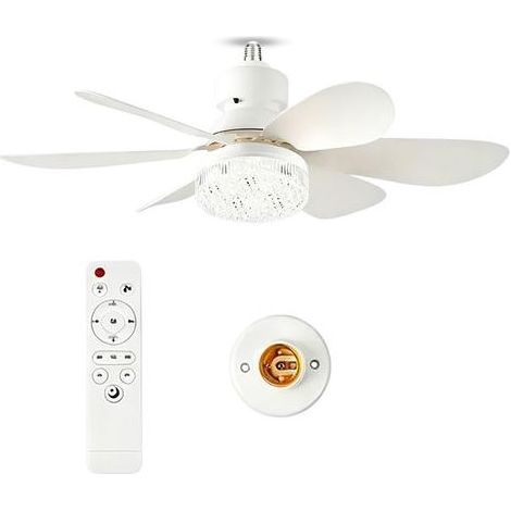 Ventilateur de Plafond avec Éclairage LED 40 W, 52 cm, Douille E27, 3 Températures de Couleur, Minuterie, 3 Vitesses, pour Chambre et Salon (1/5)