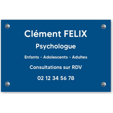 Plaque professionnelle personnalisée en PVC pour psychologue, sophrologue - 1 à 5 lignes de texte - Format 30 x 20 cm