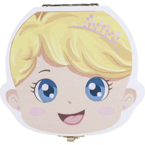 Boîte de rangement en bois pour dents de lait de bébé, version blanche (couleur fille anglaise) (1/5)