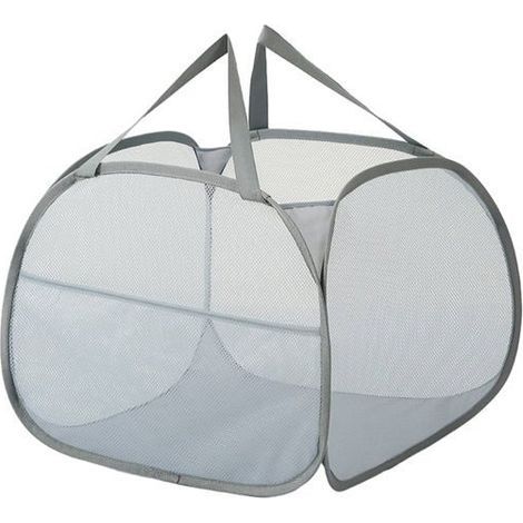 Ustensiles de cuisine Clearing panier à linge en maille, large bouche avec poches latérales, respirant et robuste, pliable (1/5)