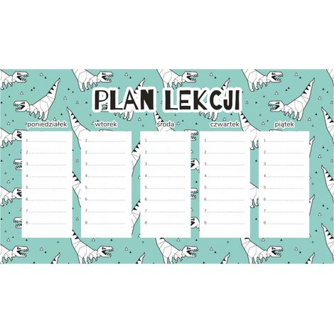 Plan de cours magnétique Dinosaures en origami 30 x 17,5 cm