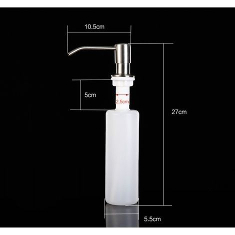 Eingebauter Seifenspender, 300-ml-Spülmittelspender mit Flasche, Edelstahl-Seifenspender, geeignet für Bad und Küche, Silber (1/4)