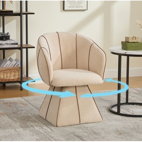Sillón giratorio chenilla camel 56x54x74,5 cm OKMYHOME (1/5)