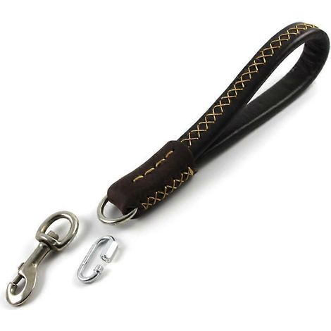 Robuste, kurze Hundeleine mit weichem Griff, Hundehalsband aus Leder, Hundezubehör (1/5)