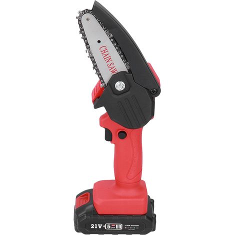Mini-Akku-Kettensäge 100-240V CE, handgeführte elektrische Kettensäge für Holz, Gartenarbeit, Lithium-Akku-Säge (CE-Kartonverpackung, 1 Akku + 1 1500mAh Ladegerät) (1/5)