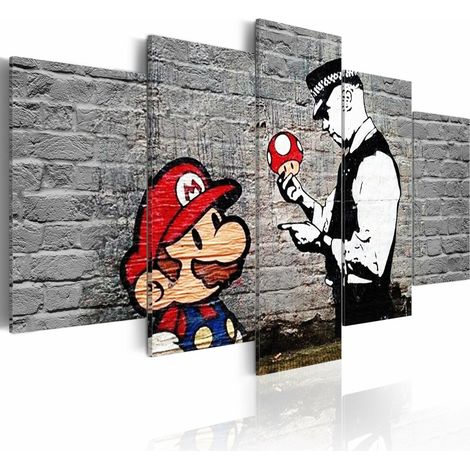 Tableau super mario champignon flic, banksy - 200 x 100 cm (1/4)