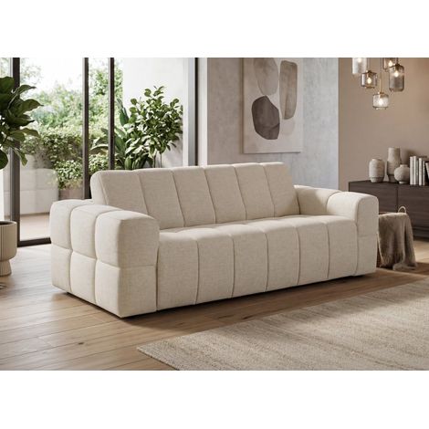 Canapé convertible express 3 places en velours texturé beige