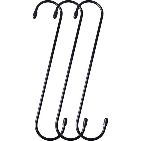 Lot de 3 crochets en S extra longs de 30 cm en forme de S - Crochets robustes noirs pour suspendre des plantes, des armoires, des fleurs, des paniers, des patios (1/5)