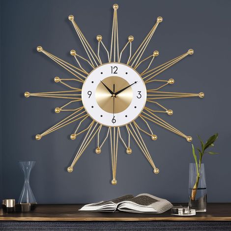 Horloge Murale Or Geante Metal, Silencieuse Pendule Murale Moderne Nordic Décoration, Créative Design pour Salon Chambre Bar 56cm (1/5)