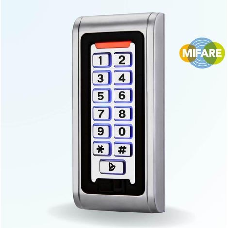 Clavier S6 mini étanche à codes et badges RFID MIFARE pour gâche électrique