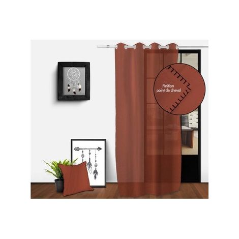 Voile oeillets en coton lavé 135x250 cm SPIRIT brique, par Soleil d'Ocre