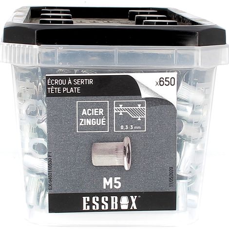 ESSBOX de 650 Ecrous Aveugles Crantés T.Plate M5 Acier (1/2)