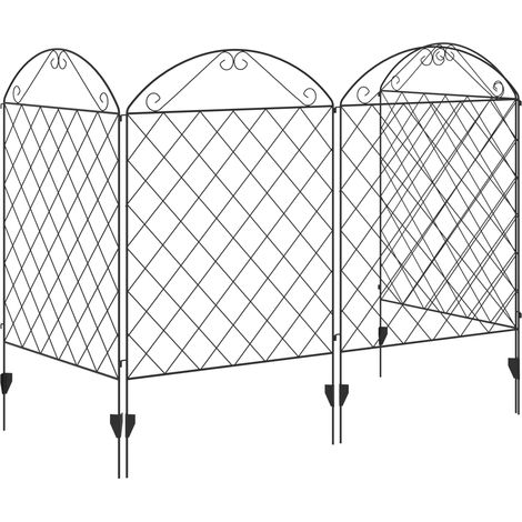 Decorative Garden Fencing- 43in 11.5ft Outdoor Picket Fence Panels- 4PCs Rustproof Metal Wire Landscape Flower Bed Border Edging- Black (1/5)