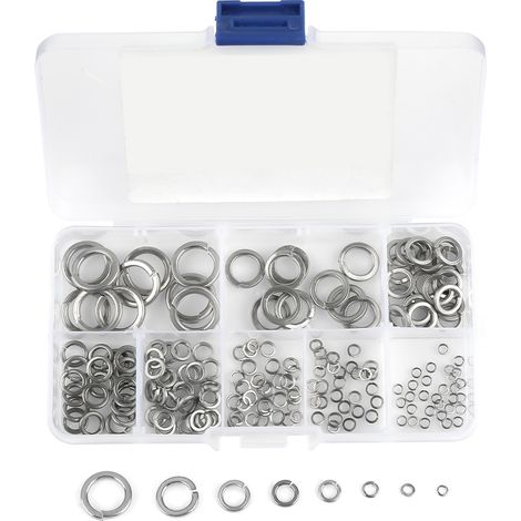 180pcs M2-M10 Stainless Steel SS304 Spring Washer Assortment Kit with Box (1/5)