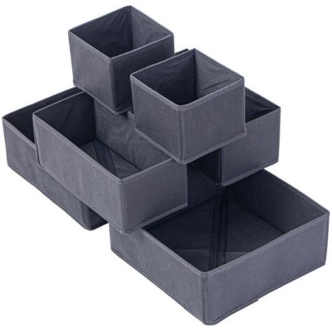 Organiseur à tiroirs/organiseur pour vêtements, pliable pour armoire, chambre ou cuisine, lot de 6, gris (1/4)