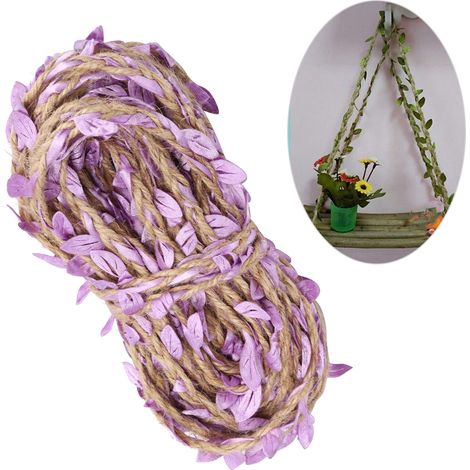 Corde de chanvre de 10 mètres, lianes à feuilles vertes, corde de chanvre double brin colorée, tressée avec des feuilles vertes et des branches de saule, matériel pour la confection de couronnes de fl