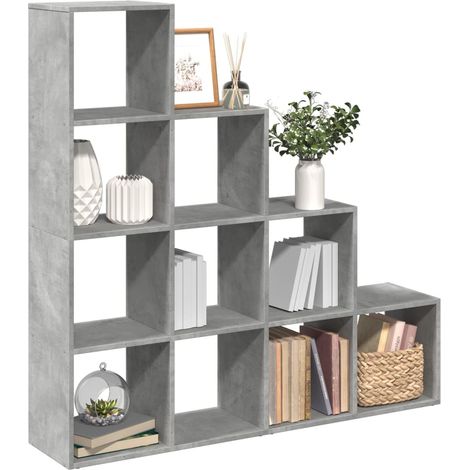 Raumteiler-Bücherregal 4 Stufen Betongrau 131,5x29x131,5 cm