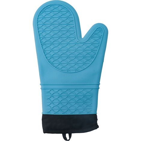 Silicone Oven Gloves Microwave Oven Gloves Heat Resistant Baking Antiscald Thickened Baking Gloves Sky Blue (1/5)