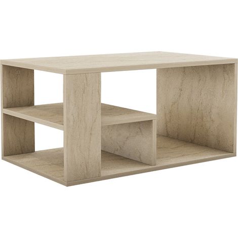 Couchtisch aus Holz "Eros" - 80 x 40 x 50 cm - Travertin