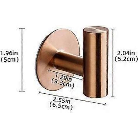 Crochets porte-serviettes ronds autocollants - 2 crochets - 5 × 6,5 × 5,2 cm - Acier inoxydable - Crochet porte-serviettes rond - Or rose (1/2)