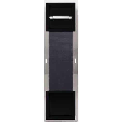 Balneo Distributeur papier-toilette encastrable avec porte 74x20,8x14,7cm, acier inoxydable, finition noir, WALL-BOX PAPER 2 (1/5)