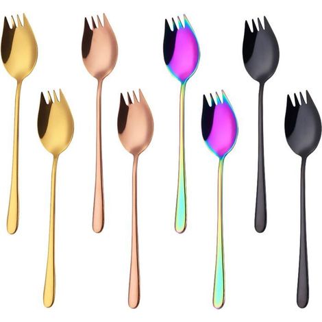 Sporks en acier inoxydable - Lot de 8 pièces - Acier inoxydable alimentaire - Dimensions 18x3,5 cm - Poids 36 g (1/5)