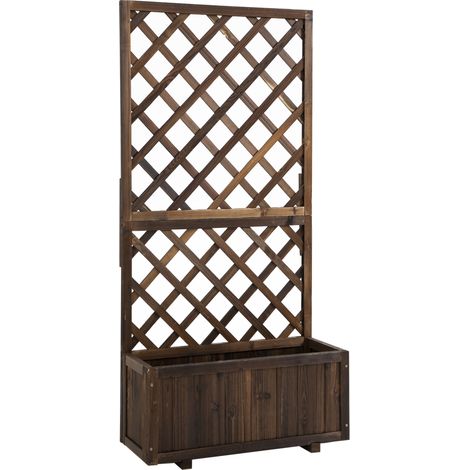 Jardinière avec treillis en bois Jardinière avec support grimpant 72, 5 cm Carbonisé, 5x149,5 x31