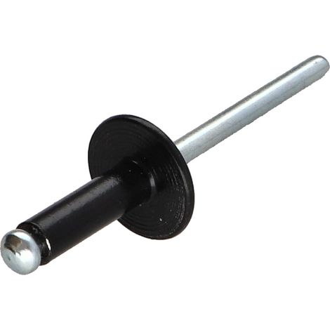 Rivet aveugle Aluminium Tige acier 4.8X16 Epaisseur de serrage 9 à 11 Tête large ALX Noir